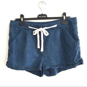ARITZIA Wilfred Linen Shorts Tie Waist Allegra Blue 4